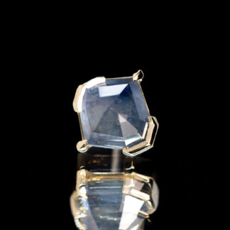 Geometric Cut Madagascar Sapphire Yellow Gold Threadless End 7.2mm x 6.8mm