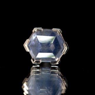 Geometric Cut Madagascar Sapphire White Gold Threaded End 7.8mm x 6.3mm