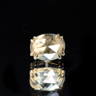 Rose Cut Umba Sapphire Yellow Gold Threadless End 6mm x 4.6mm