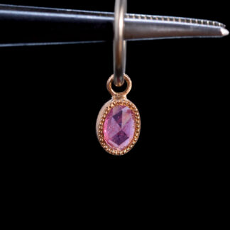 Rose Cut Umba Sapphire 14kt Rose Gold Charm 6.5mm x 4.7mm