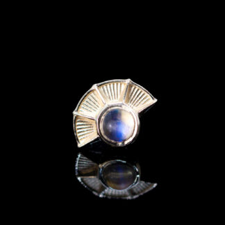 Guide Rainbow Moonstone Cabochon Yellow Gold Threadless End