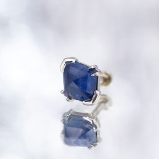 Geometric Cut Madagascar Sapphire White Gold Threadless End 7.9mm x 6.5mm