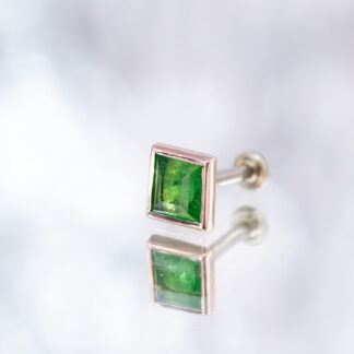 Geometric Cut Tsavorite Threadless End Rose Gold 4.6mm x 4.5mm