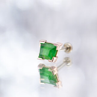 Geometric Cut Tsavorite Threadless End Rose Gold 5.8mm x 4.7mm