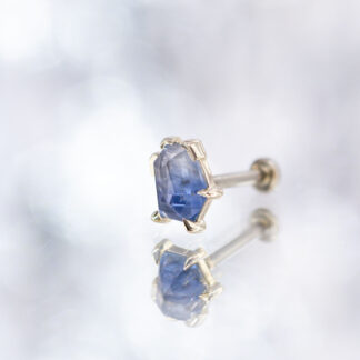 Geometric Cut Madagascar Sapphire Yellow Gold Threadless End 7.5mm x 4.4mm