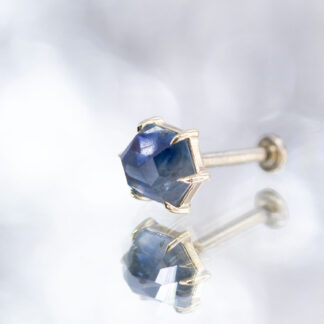 Geometric Cut Madagascar Sapphire Yellow Gold Threadless End 7.7mm x 6.2mm