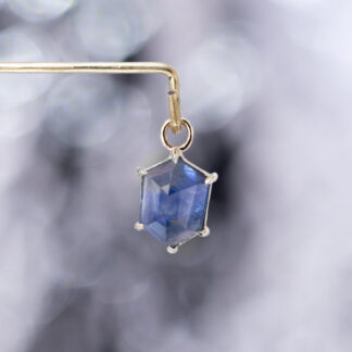 Geometric Cut Madagascar Sapphire 14kt Yellow Gold Charm 7.6mm x 5.2mm