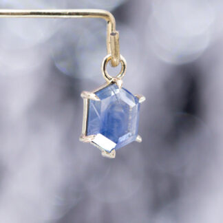 Geometric Cut Madagascar Sapphire 14kt Yellow Gold Charm 7.3mm x 6mm