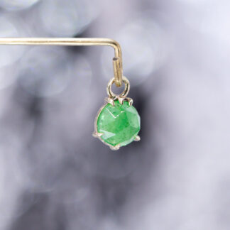 Rose Cut Tsavorite Garnet 14kt Yellow Gold Charm 5.8mm x 5mm