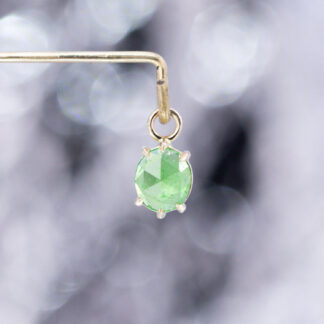 Rose Cut Tsavorite Garnet 14kt Yellow Gold Charm 5.7mm x 4.2mm