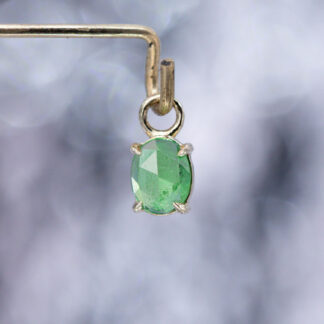 Rose Cut Tsavorite Garnet 14kt Yellow Gold Charm 4.4mm x 3.6mm