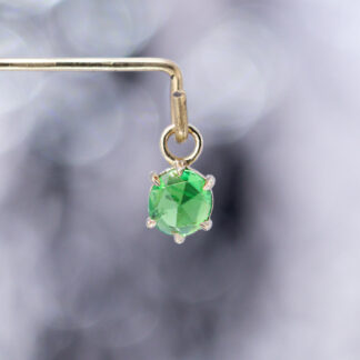 Rose Cut Tsavorite Garnet 14kt Yellow Gold Charm 5.1mm x 4mm