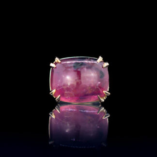 Oval Cabochon Winza Ruby Sapphire Yellow Gold Threadless End 6.5mm x 5mm