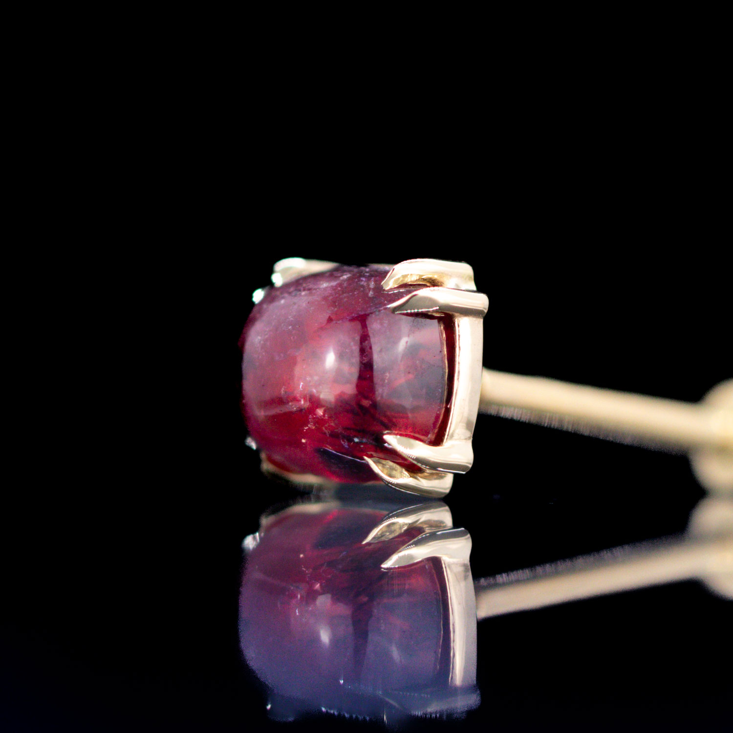 Oval Cabochon Winza Ruby Sapphire Yellow Gold Threadless End 6.3mm x 5.4mm - Image 2