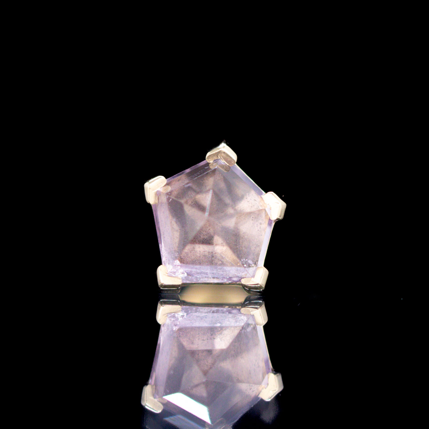 Lavender Geometric Spinel Threadless End Yellow Gold 14kt 5.5mm x 5.4mm