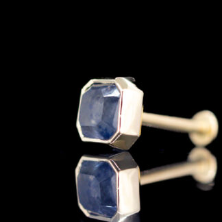 Geometric Cut Madagascar Sapphire Yellow Gold Threadless End 5.4mm x 5.3mm