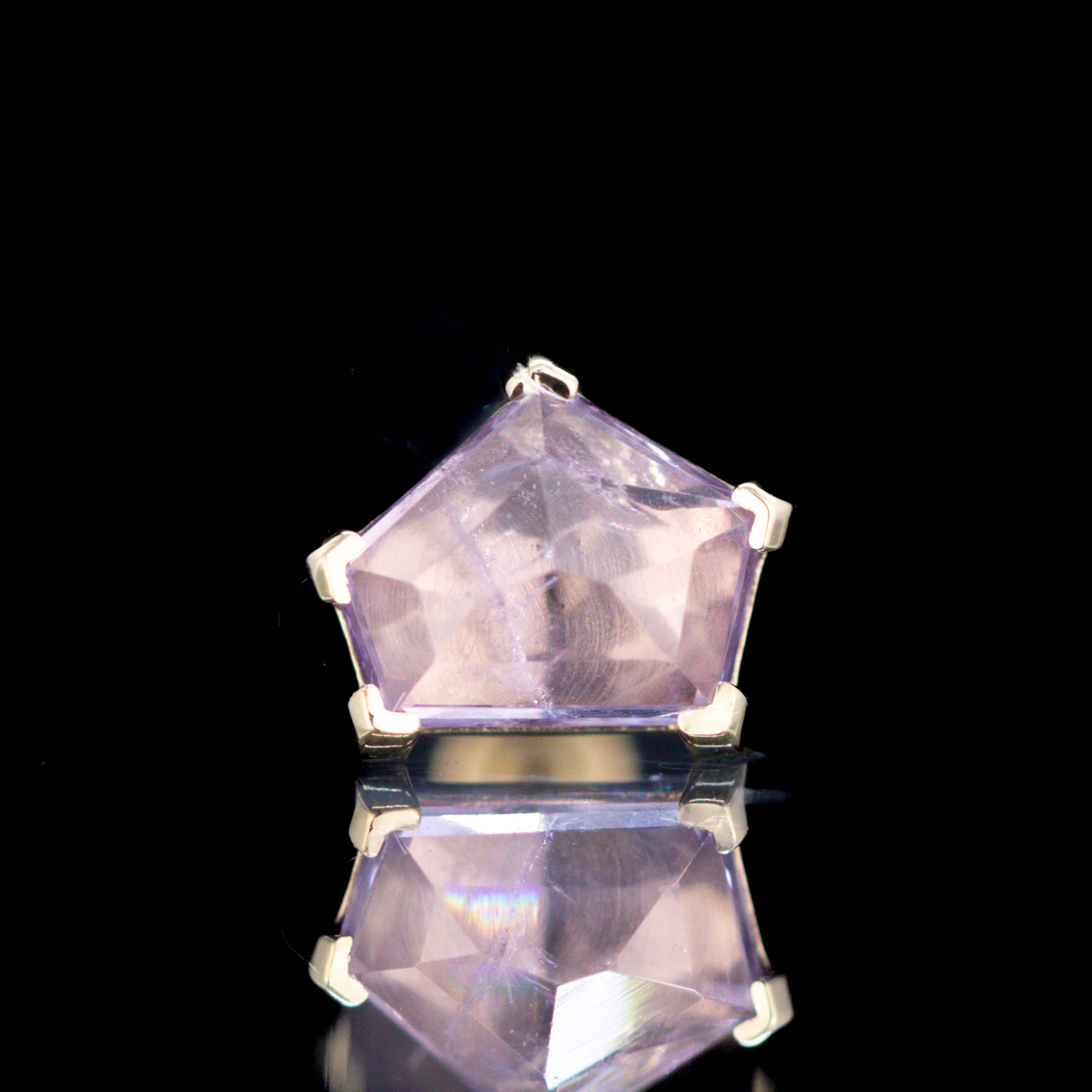 Lavender Geometric Spinel Threadless End Yellow Gold 14kt 7mm x 5.7mm