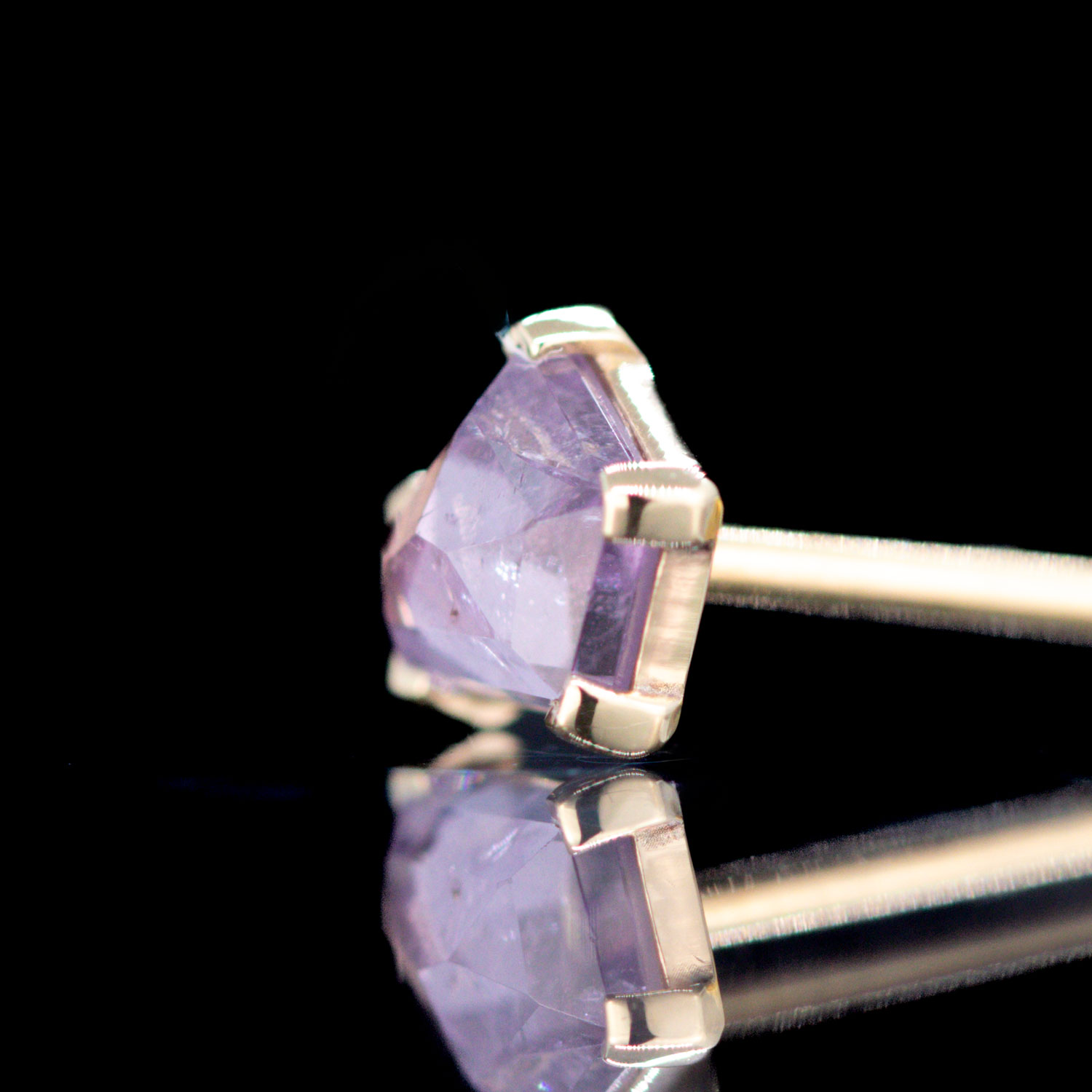 Lavender Geometric Spinel Threadless End Yellow Gold 14kt 7mm x 5.7mm - Image 2
