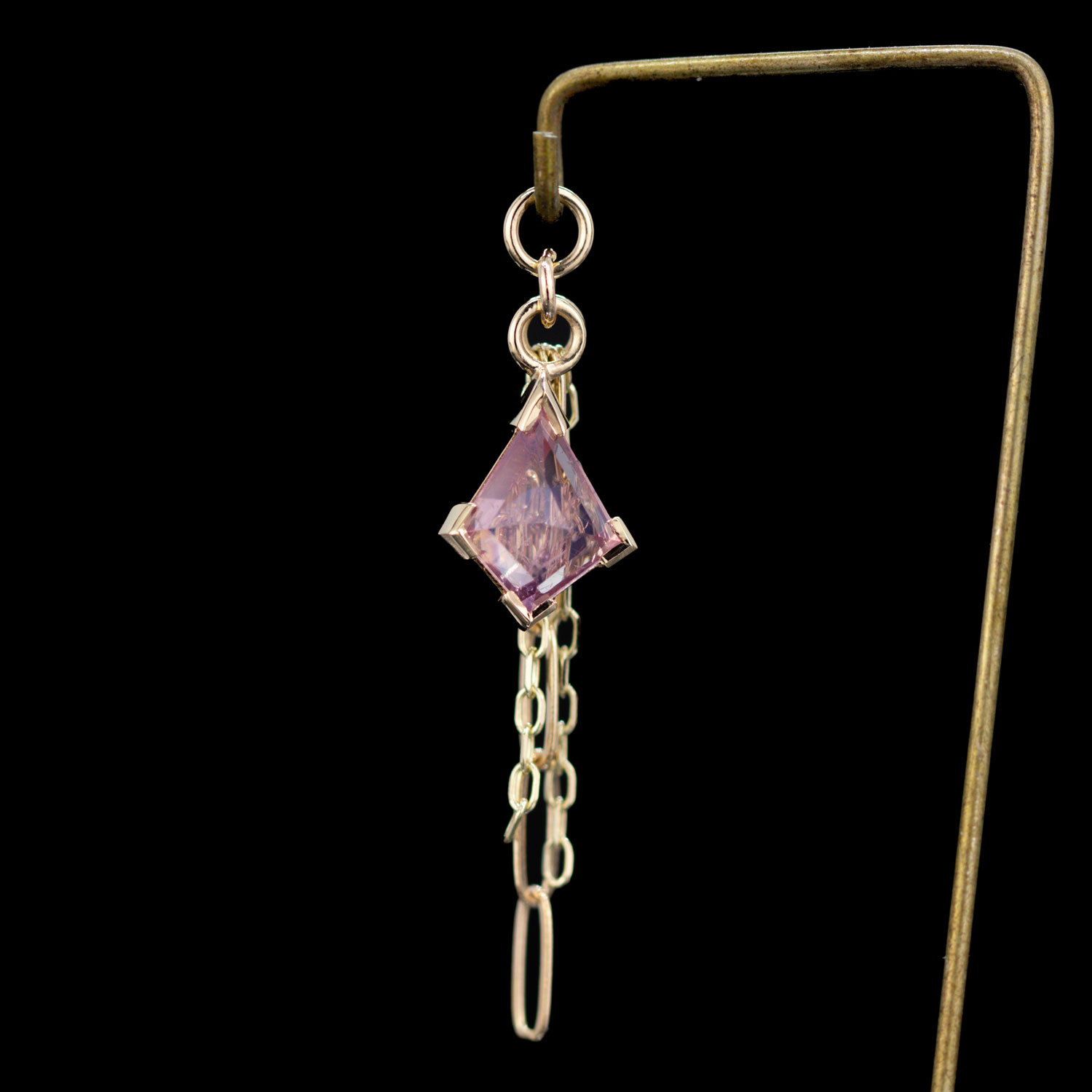 Geometric Winza Sapphire 14kt Yellow Gold Chain Charm 8.7mm x 6.7mm
