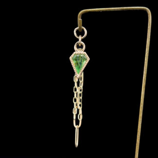 Rose Cut Tsavorite Garnet 14kt Yellow Gold Chain Charm 6.5mm x 4.9mm