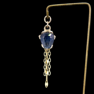 Geometric Cut Madagascar Sapphire 14kt Yellow Gold Chain Charm 7.4mm x 6.8mm