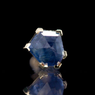 Geometric Cut Madagascar Sapphire Yellow Gold Threadless End 6.5mm x 6mm