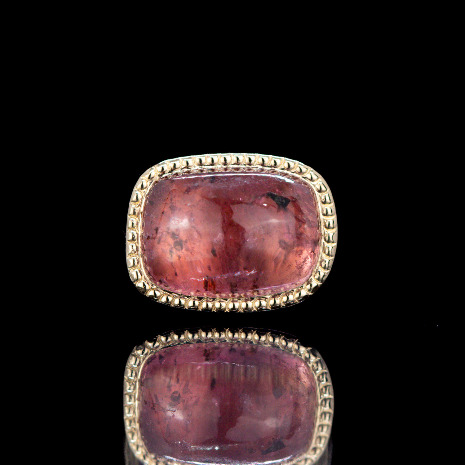 Cabochon Winza Sapphire Yellow Gold Threaded End 7mm x 5.4mm - Image 2