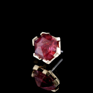 Geometric Cut Winza Ruby Yellow Gold Threadless End 7.3mm x 5.9mm