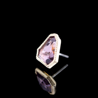 Geometric Cut Winza Sapphire Yellow Gold Threadless End 6.6mm x 6mm