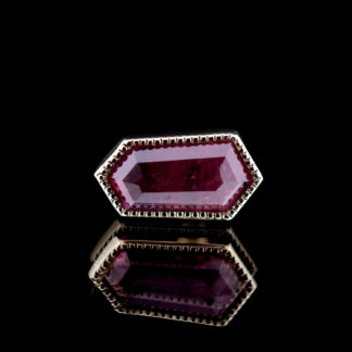Geometric Cut Winza Ruby Yellow Gold Threaded End 9.3mm x 4.9mm
