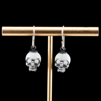 Moonstone Sterling Skull Relic Earrings