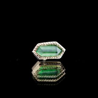 Geometric Cut Tsavorite Threadless End Yellow Gold 3mm x 5.9mm