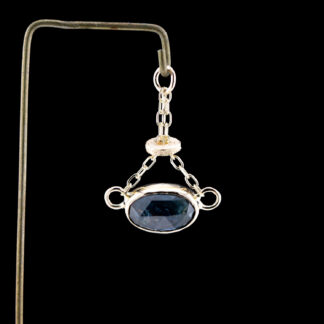 Rose Cut Madagascar Sapphire 14kt Yellow Gold Chain Charm 7.9mm x 5.3mm