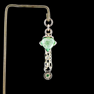 Rose Cut Tsavorite Garnet 14kt Yellow Gold Chain Charm 6mm x 6mm