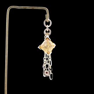 Geometric Cut Kenya Origin Sapphire 14kt Yellow Gold Chain Charm 7.5mm x 6.7mm 