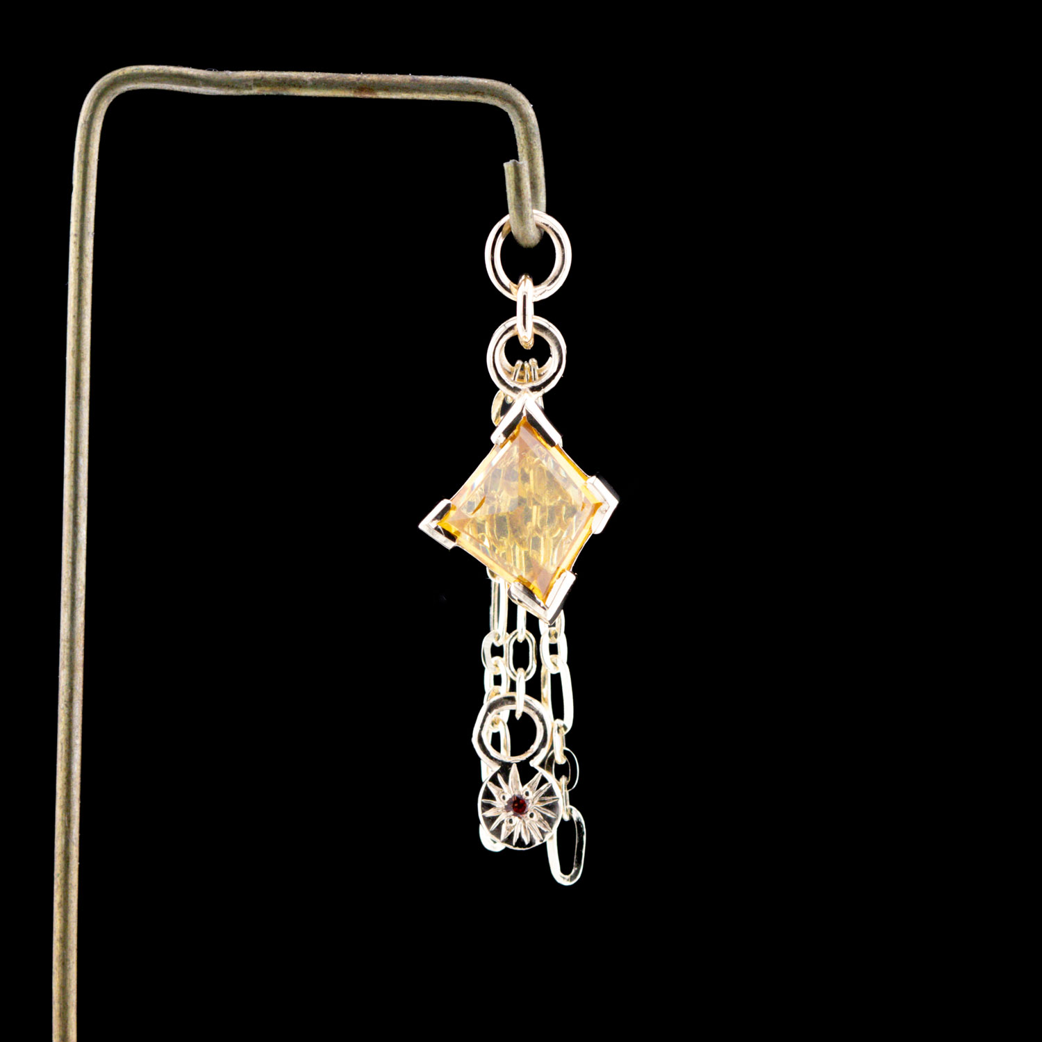 Geometric Cut Kenya Origin Sapphire 14kt Yellow Gold Chain Charm 7.5mm x 6.7mm