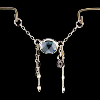 Rose Cut Madagascar Sapphire 14kt Yellow Gold Two-Point Charm 7mm x 6.2mm