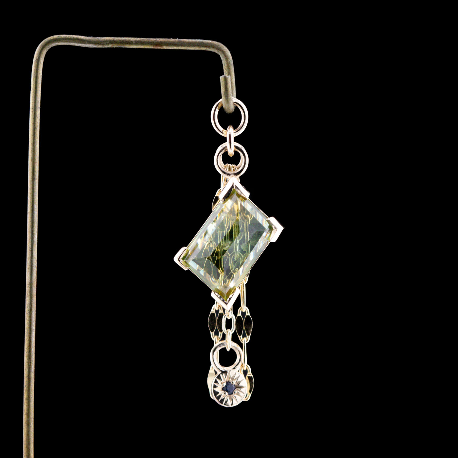Geometric Cut Kenya Origin Sapphire 14kt Yellow Gold Chain Charm 10.2mm x 7.3mm