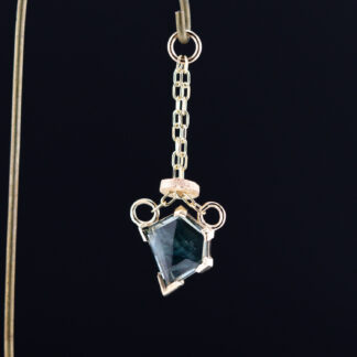 Geometric Cut Madagascar Sapphire 14kt Yellow Gold Chain Charm 8.4mm x 6.9mm