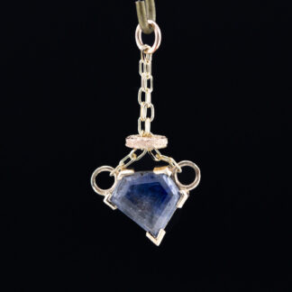 Geometric Cut Madagascar Sapphire 14kt Yellow Gold Chain Charm 6.8mm x 7mm